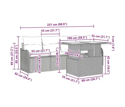 Aia Diivanikomplekt Padjaga 5 Pcs Helehall Polürooster