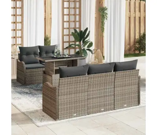 6 Gabalu Dārza Dīvānu Komplekts Ar Spilveniem Pelēkā Poli Rotangpalmas Vidaxl