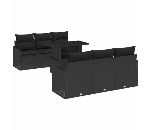Sodo Sofų Rinkinys Su Pagalve 7 Pcs Juoda Poli Ratanas