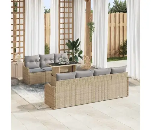 Aia Diivanikomplekt Padjaga 8 Pcs Beež Polürooster Aia Diivanikomplekt Padjaga 8 Pcs Beež Polürooster