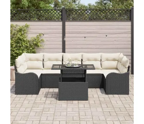 8 Daļu Dārza Dīvānu Komplekts Ar Spilveniem Melna Poli Rotangpalma Vidaxl