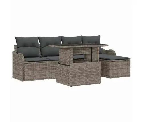 6 Gabalu Dārza Dīvānu Komplekts Ar Spilveniem Pelēkā Poli Rotangpalma Vidaxl