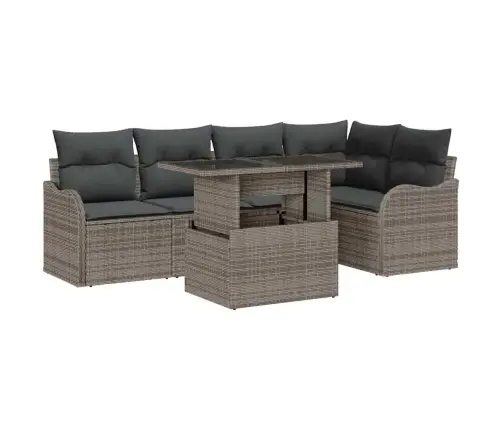 6 Gabalu Dārza Dīvānu Komplekts Ar Spilveniem Pelēkā Poli Rotangpalma Vidaxl