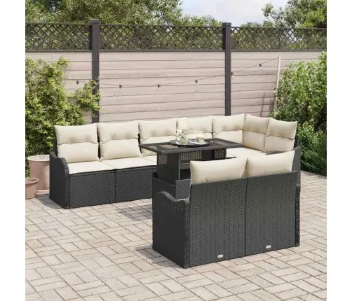 Lauko Poilsio Komplektas Su Pagalve 9 Pcs Juoda Poli Ratanas