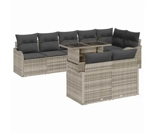 Lauko Poilsio Komplektas 9 Pcs Šviesiai Pilka Poli Ratanas