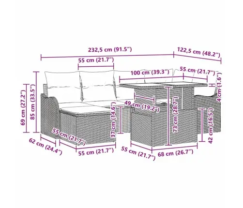 Aia Diivanikomplekt Padjaga 7 Pcs Pruun Polürooster