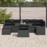 Sodo Sofų Rinkinys Su Pagalve 8 Pcs Juoda Poli Ratanas