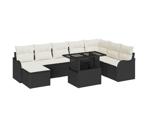 Sodo Sofų Rinkinys Su Pagalve 9 Pcs Juoda Poli Ratanas