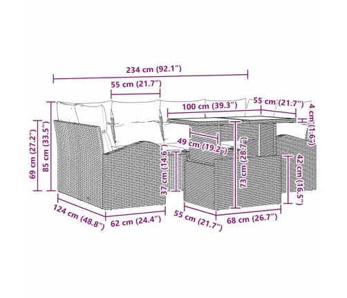 Aia Diivanikomplekt Padjaga 7 Pcs Beež Polürooster