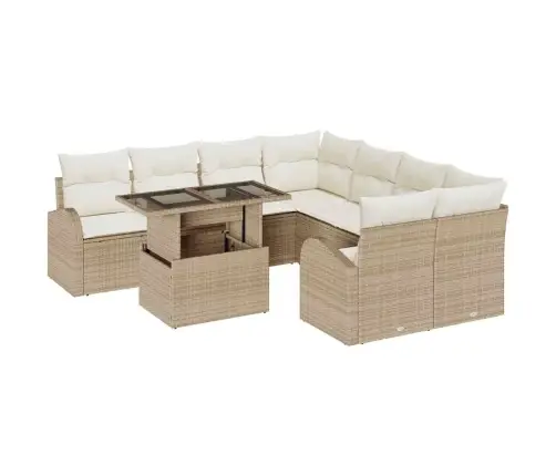 Aia Diivanikomplekt Ladustamisega 9 Pcs Beež Polürotang