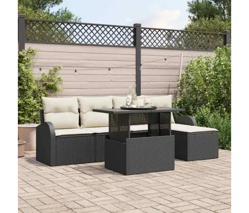 6 Gab Dārza Dīvānu Komplekts Ar Spilveniem Melnā Poli Rotangpalma Vidaxl