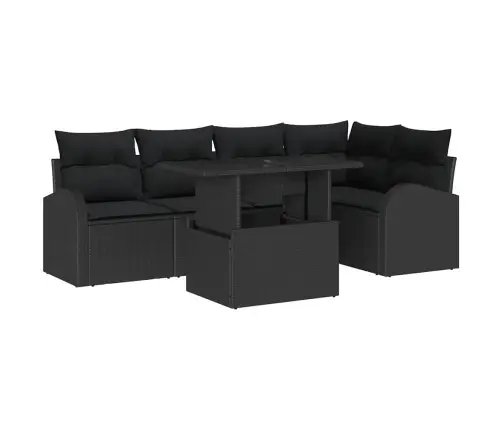 Aia Diivanikomplekt Padjaga 6 Pcs Must Polürotang