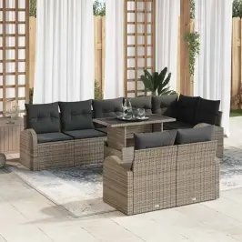 Dārza Dīvānu Komplekts Ar Spilvenu 9 Pcs Pelēka Vidaxl