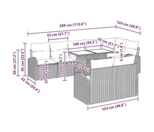 Diivanikomplekt Padjaga 9 Pcs Beež Ja Heledhall Polürotang
