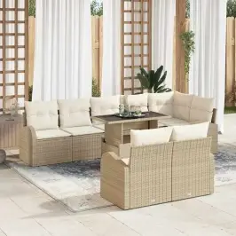 Dārza Dīvānu Komplekts Ar Spilvenu 9 Pcs Bēša Un Krēmkrāsa Vidaxl Dārza Dīvānu Komplekts Ar Spilvenu 9 Pcs Bēša Un Krēmkrāsa Vidaxl