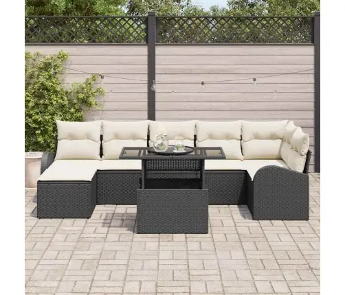 Aia Diivanikomplekt 8 Pcs Must Ja Kreem Polürotang