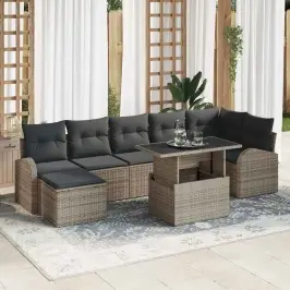 Dārza Dīvānu Komplekts Ar Spilvenu 8 Pcs Pelēka Vidaxl