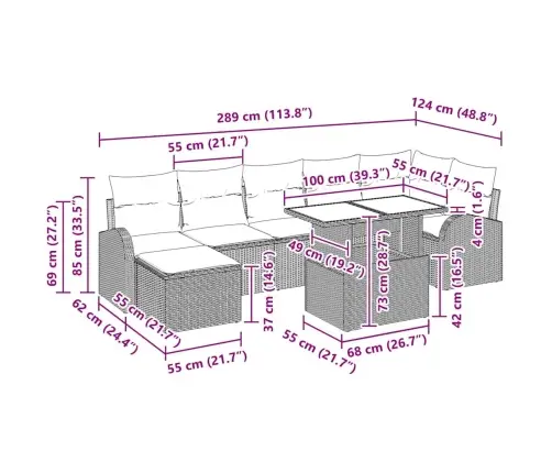 Aia Diivanikomplekt Padjaga 8 Pcs Must