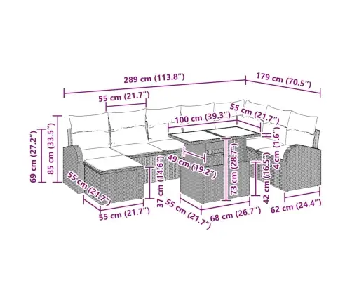 Aia Diivanikomplekt Padjaga 9 Pcs Must Ja Kreemjas