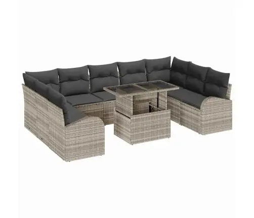 Sofos Komplektas 10 Pcs Šviesiai Pilka Ir Pilka Poliratanas