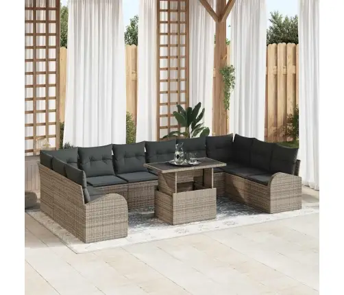 Sodo Sofų Rinkinys Su Pagalve 11 Pcs Pilka 100 X 55 X 73 Cm