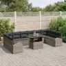 Sodo Sofų Rinkinys Su Pagalve 11 Pcs Pilka 100 X 55 X 73 Cm