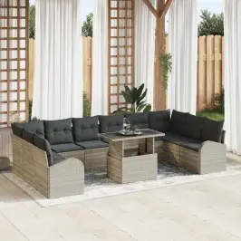 Dārza Dīvānu Komplekts 11 Pcs Gaiši Pelēka 100 X 55 X 73 Cm Vidaxl