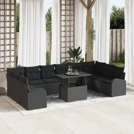 Dārza Dīvānu Komplekts 11 Pcs Melna 100 X 55 X 73 Cm Vidaxl