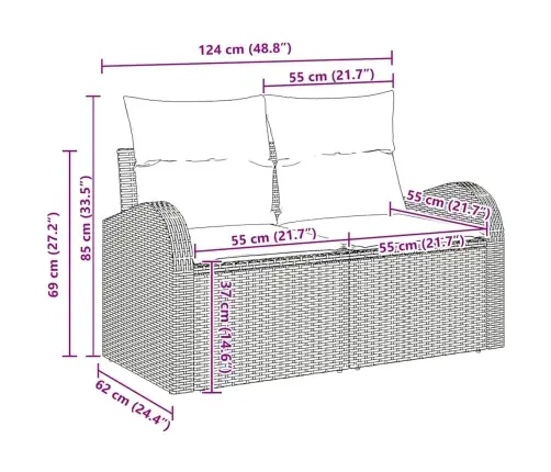 Aia Diivanikomplekt Padjaga 11 Pcs Must 100 X 55 X 73 Cm