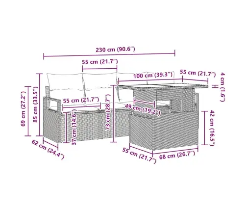 Diivanikomplekt Padjaga 5 Pcs Hall Polürotang