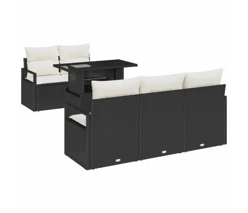 6 Gabalu Dārza Dīvānu Komplekts Ar Spilveniem Melns Polyratans Vidaxl