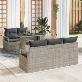Sodo Sofų Rinkinys 6 Pcs Šviesiai Pilka 100 X 55 X 73 Cm