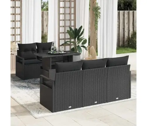 Sodo Sofų Rinkinys Su Pagalve 6 Pcs Juoda 100 X 55 X 73 Cm Sodo Sofų Rinkinys Su Pagalve 6 Pcs Juoda 100 X 55 X 73 Cm