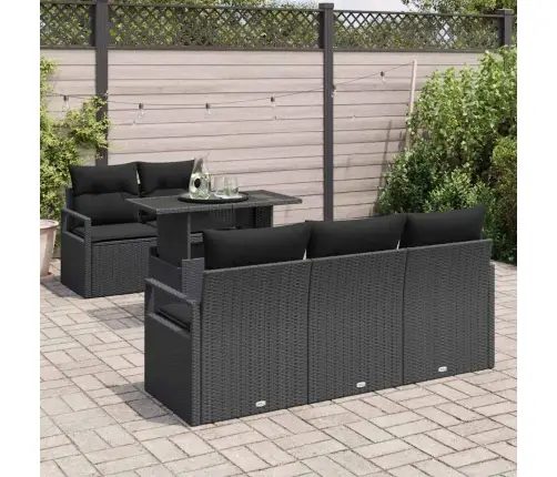 Sodo Sofų Rinkinys Su Pagalve 6 Pcs Juoda 100 X 55 X 73 Cm Sodo Sofų Rinkinys Su Pagalve 6 Pcs Juoda 100 X 55 X 73 Cm