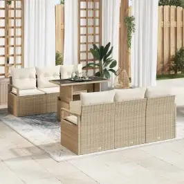 Dārza Dīvānu Komplekts 7 Pcs Bēša Un Krēmkrāsa 100 X 55 X 73 Cm Vidaxl