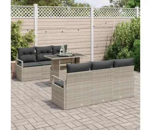 Sodo Sofų Rinkinys 7 Pcs Šviesiai Pilka 100 X 55 X 73 Cm