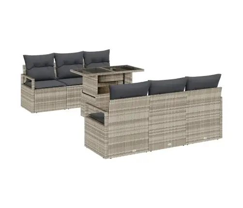 Sodo Sofų Rinkinys 7 Pcs Šviesiai Pilka 100 X 55 X 73 Cm