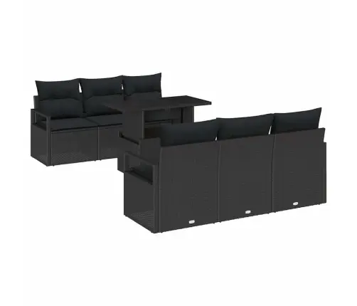 7 Daļu Dārza Dīvānu Komplekts Ar Spilveniem Melnā Poliratanā Vidaxl