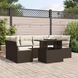 Aia Diivanikomplekt 7 Pcs Pruun Ja Kreemjas 100 X 55 X 73 Cm