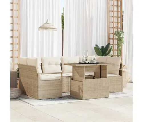 7 Daļu Dārza Dīvānu Komplekts Ar Bēšiem Spilveniem Vidaxl