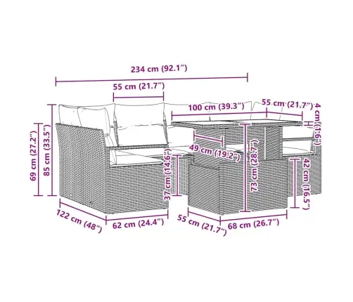 7 Daļu Dārza Dīvānu Komplekts Ar Bēšiem Spilveniem Vidaxl