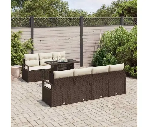 Sodo Sofų Rinkinys 8 Pcs Ruda Ir Kreminė 100 X 55 X 73 Cm