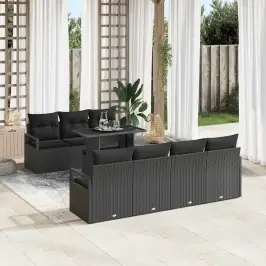 Dārza Dīvānu Komplekts Ar Spilvenu 8 Pcs Melna 100 X 55 X 73 Cm Vidaxl