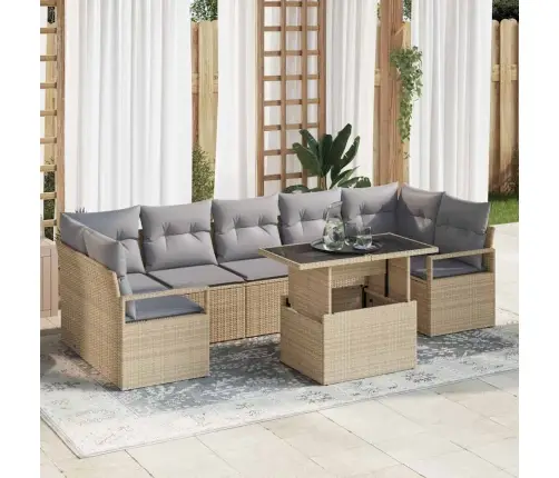 Aia Diivanikomplekt Padjaga 8 Pcs Beež Ja Heledhall Polürotang