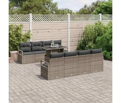Sodo Sofų Rinkinys Su Pagalve 7 Pcs Pilka