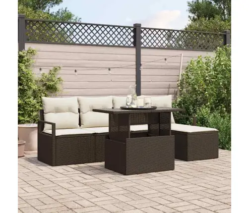 Sodo Sofų Rinkinys Su Pagalve 6 Pcs Ruda Ir Kreminė Sodo Sofų Rinkinys Su Pagalve 6 Pcs Ruda Ir Kreminė