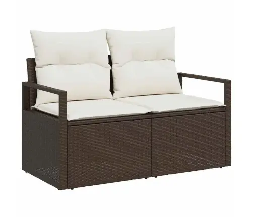 Sodo Sofų Rinkinys Su Pagalve 6 Pcs Ruda Ir Kreminė Sodo Sofų Rinkinys Su Pagalve 6 Pcs Ruda Ir Kreminė