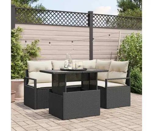 Aia Diivanikomplekt Padjaga 5 Pcs Must Ja Kreemjas Polürotang