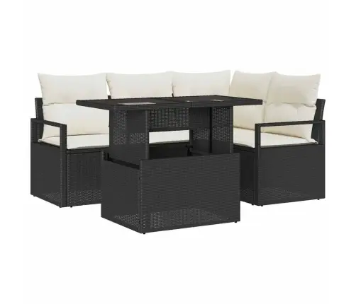 Aia Diivanikomplekt Padjaga 5 Pcs Must Ja Kreemjas Polürotang