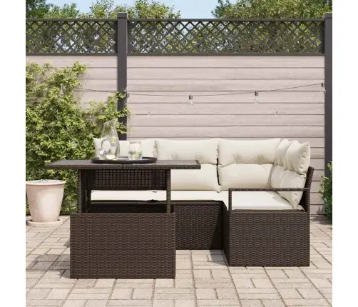 5 Daļu Dārza Dīvānu Komplekts Ar Spilveniem Brūnā Poliratanā Vidaxl